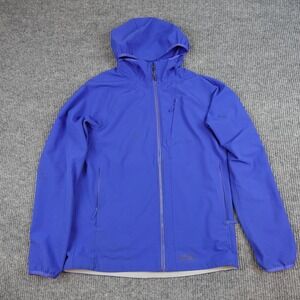 Stio Softshell Jacket Mens Medium Blue Hooded Full Zip Hiking Windbreaker